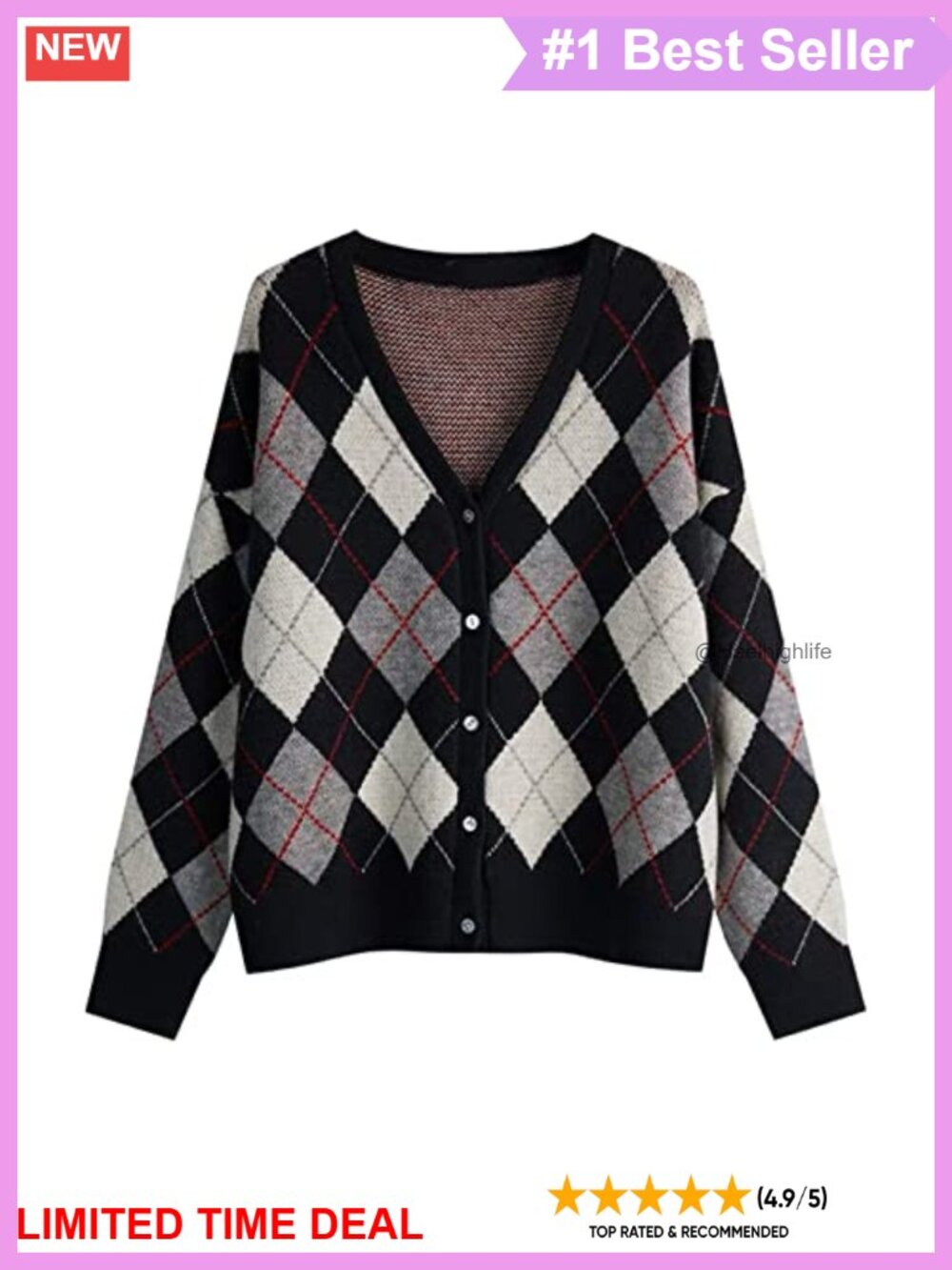 Women's Long Sleeve Knit Cardigan V-Neck Button Down Loose Fit